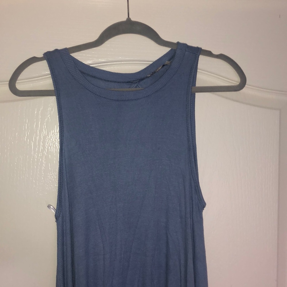 Christian Caliendo Blue Ribbed Tank Top Tunic